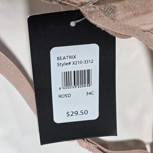 Frederick's of Hollywood  Beatrix Scalloped Lace Push‎ Up Bra 34C NWT - Picture 6 of 7